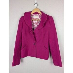 Valentino Roma Women Pink Fuchsia Blazer 42 italian Size 6 US Virgin Wool Lined
